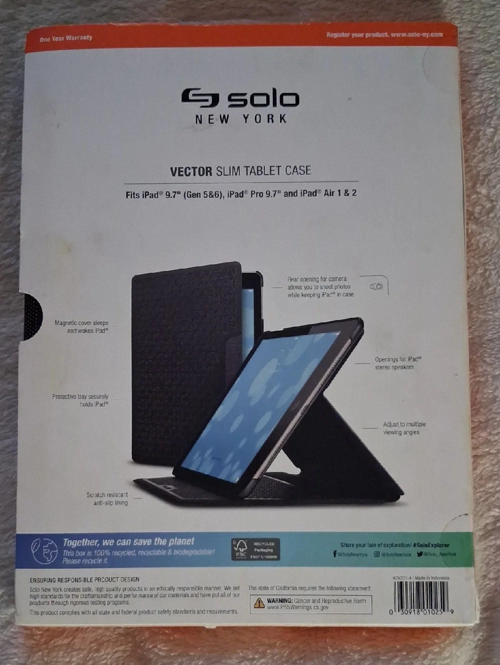 Vector Slim Black Tablet Case NEW W/ TAGS- Fits iPad 9.7 & FEW OTHERS SEE PIC!